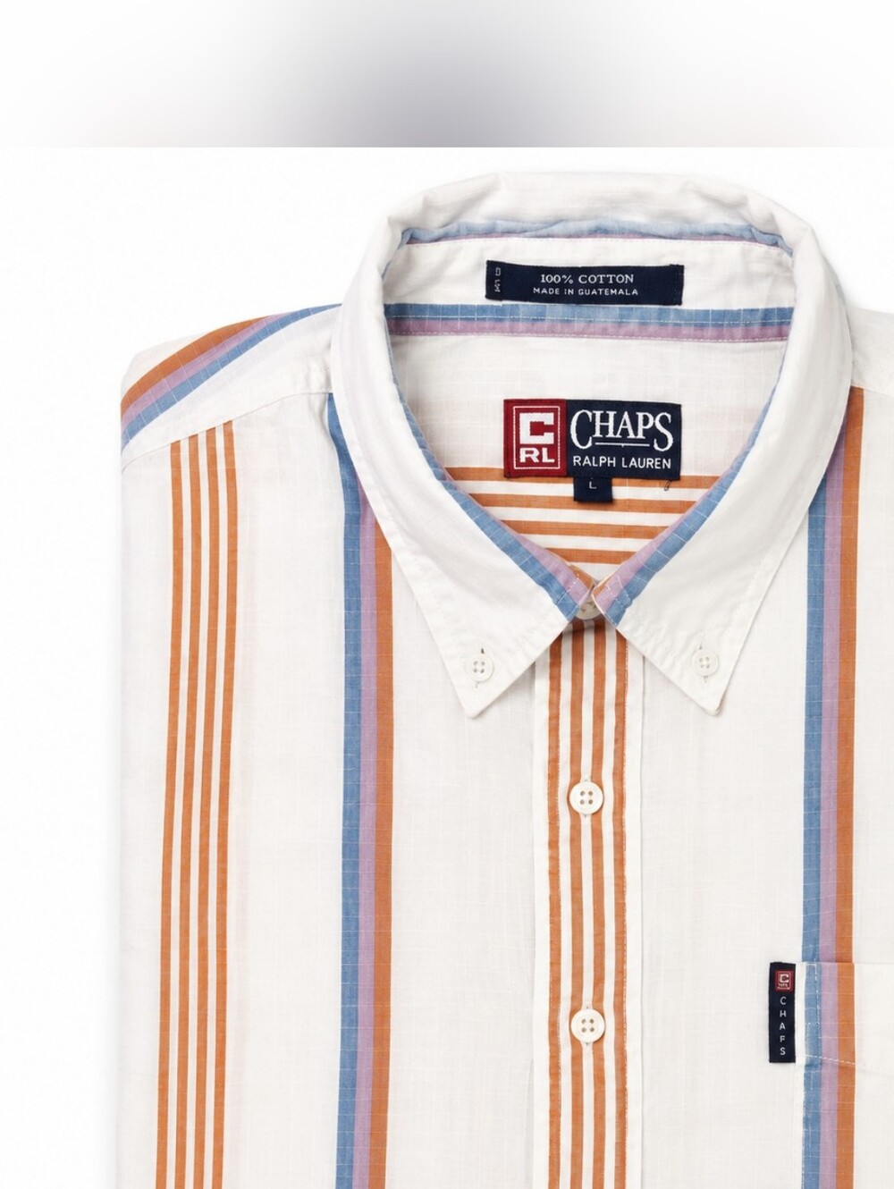 Vintage Chaps Ralph Lauren Striped Button Down Shirt Mens Large Cotton
